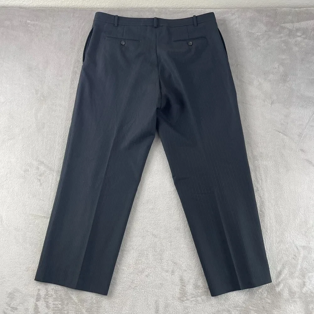 Polo Ralph Lauren Suit Men‎ 46R Black Pinstripe Wool Pants 38x28 Straight Leg